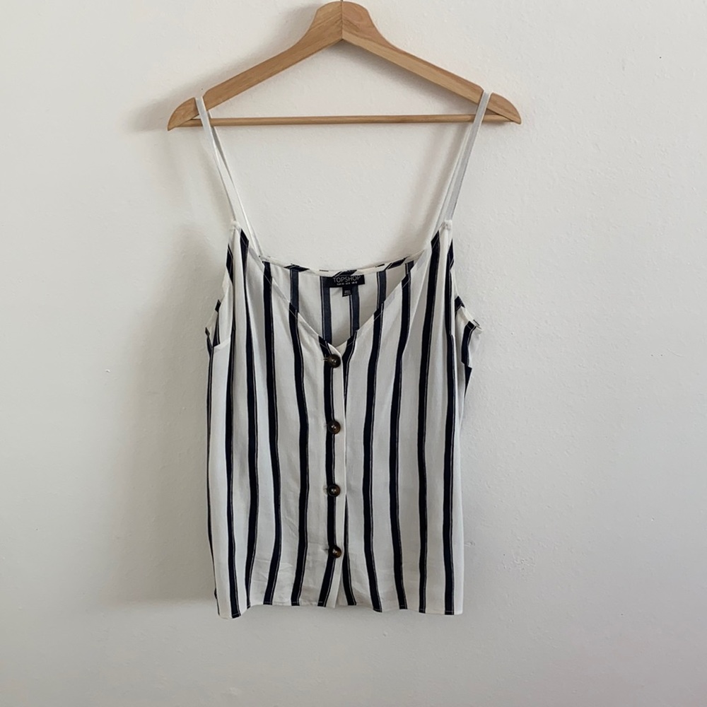 Topshop Stripe Button Down Tank Top Blouse 8